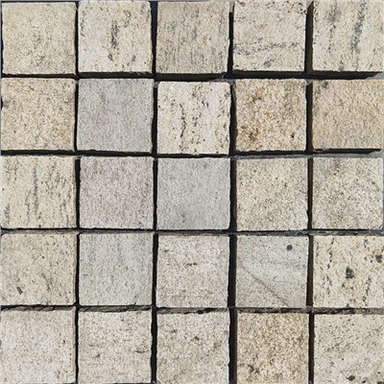 Allée pavage pavé granit jaune